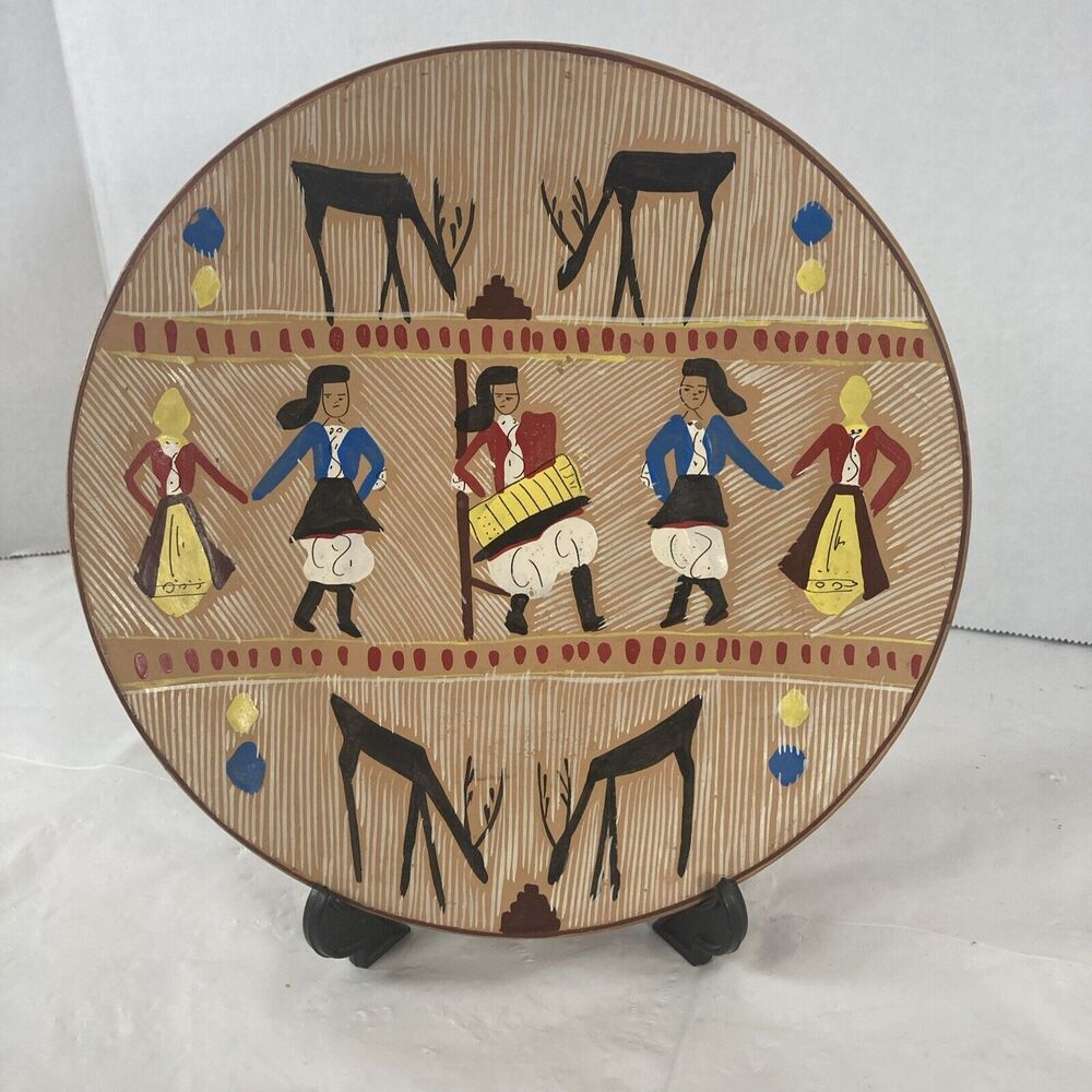 Decorative Plate Hungarian dancers Musician Deer abstract art vintage Decor 8” - Picture 2 of 9